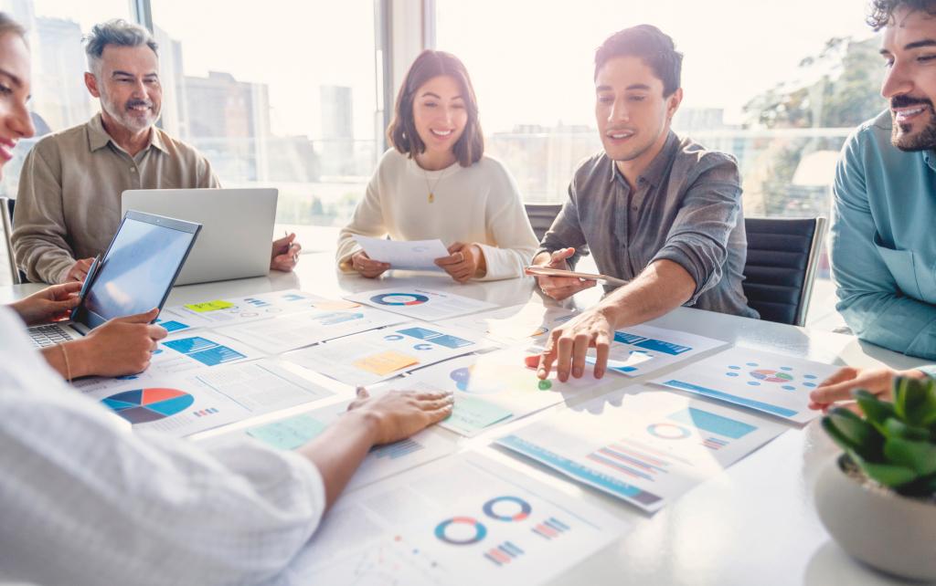 Students around a table in a planning session